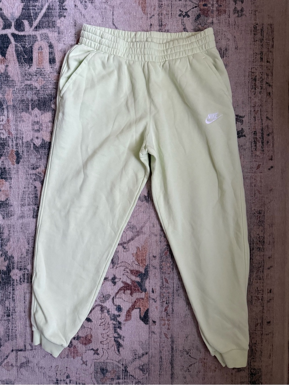 Nike Kids Pale Green Joggers with White Logo